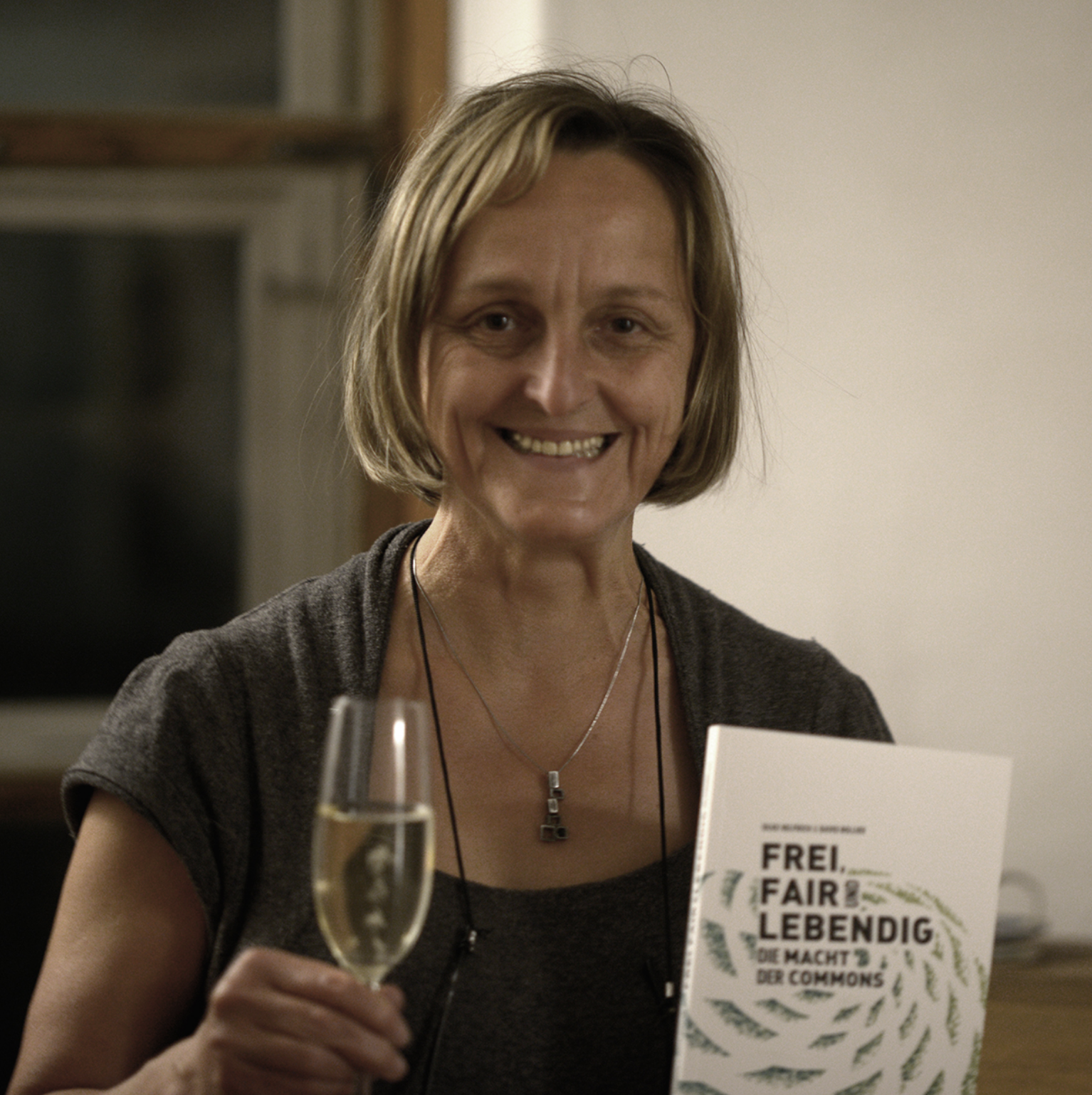 Silke Helfrich celebrating the launch of german version of Free Fair and Alive